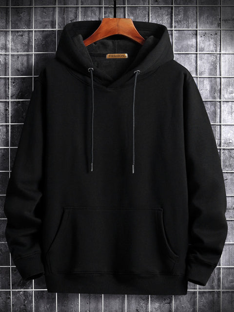 Fall/winter Pullover Men Hoodie Velvet Thick Pure Cotton streetwear Loose Casual Fashion Hoodie men clothing