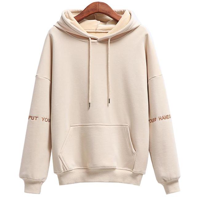 Kadın moda kadife Hoodies kadın düz renk nakış kapşonlu Tops eşofman kazak uzun kollu gündelik spor giyim ceket