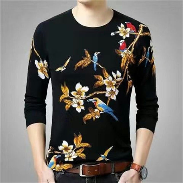 Men's Dragon Tiger T Shirt Casual 3D Printed Long Sleeve Magic Animal Graphic Top Tees High Street Pattern Tops Men Hip Hop Tee