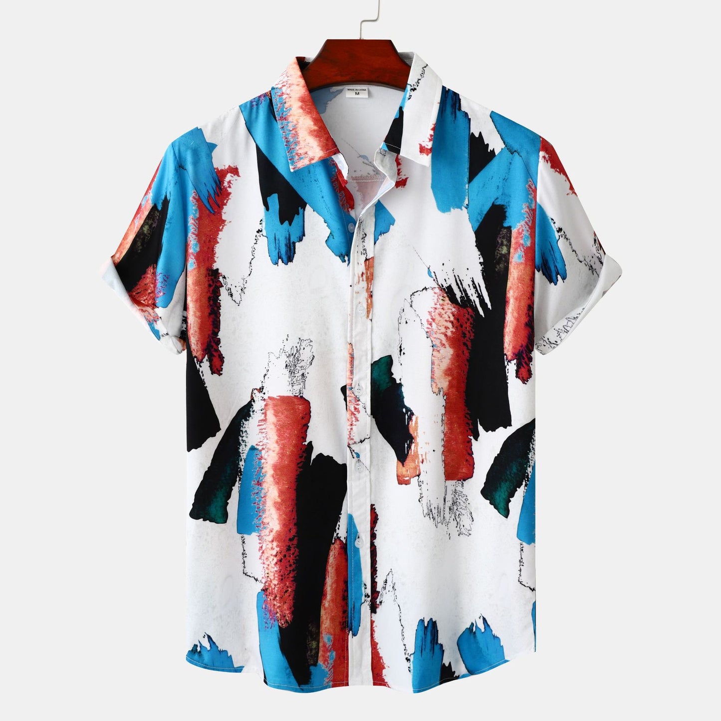 Cross-border foreign trade 2023 new European size men's floral printing design European and American style short sleeve beach vacation shirt men