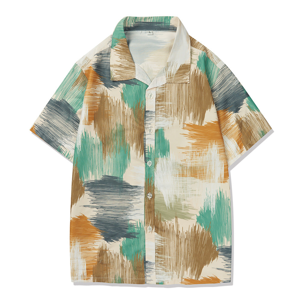 2024 Summer new coconut digital printing shirt men's classic cardigan short sleeve Hawaiian short sleeve shirt
