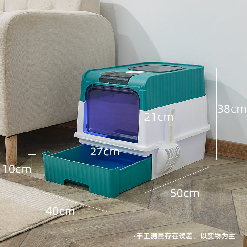 Cat Litter Basin Top-in UV Drawer Fully-enclosed Sterilization Oversized Cat Toilet Closed Pet Supplies