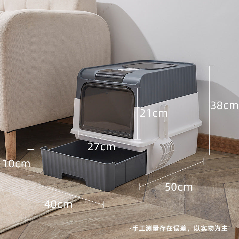 Cat Litter Basin Top-in UV Drawer Fully-enclosed Sterilization Oversized Cat Toilet Closed Pet Supplies