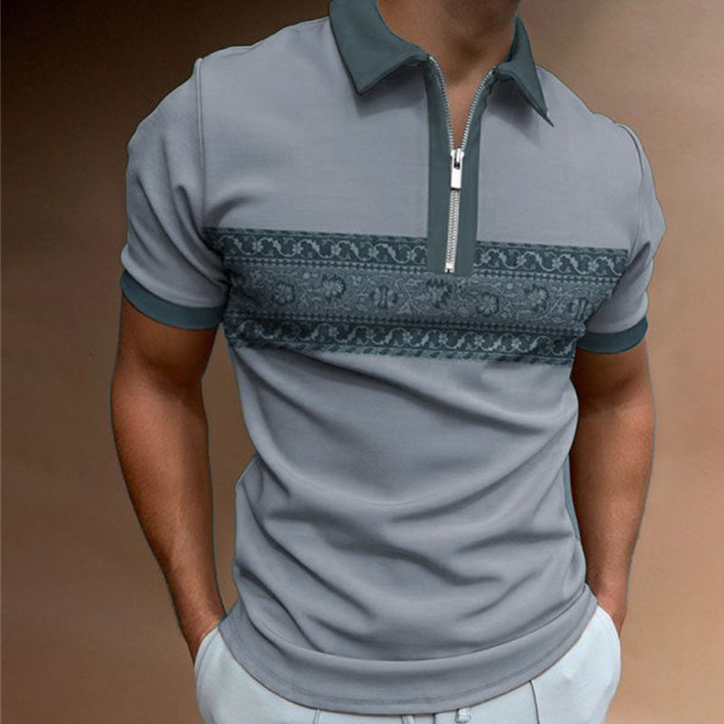 Cross-border ebay foreign trade popular summer lapel Polo shirt 3D digital printing casual men& T-shirt zipper men& clothing