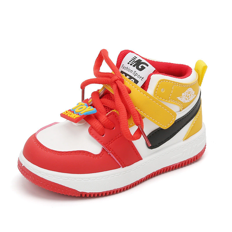 A generation of children's sports shoes 2024 spring boys casual board shoes high cartoon girls online red shoes baby