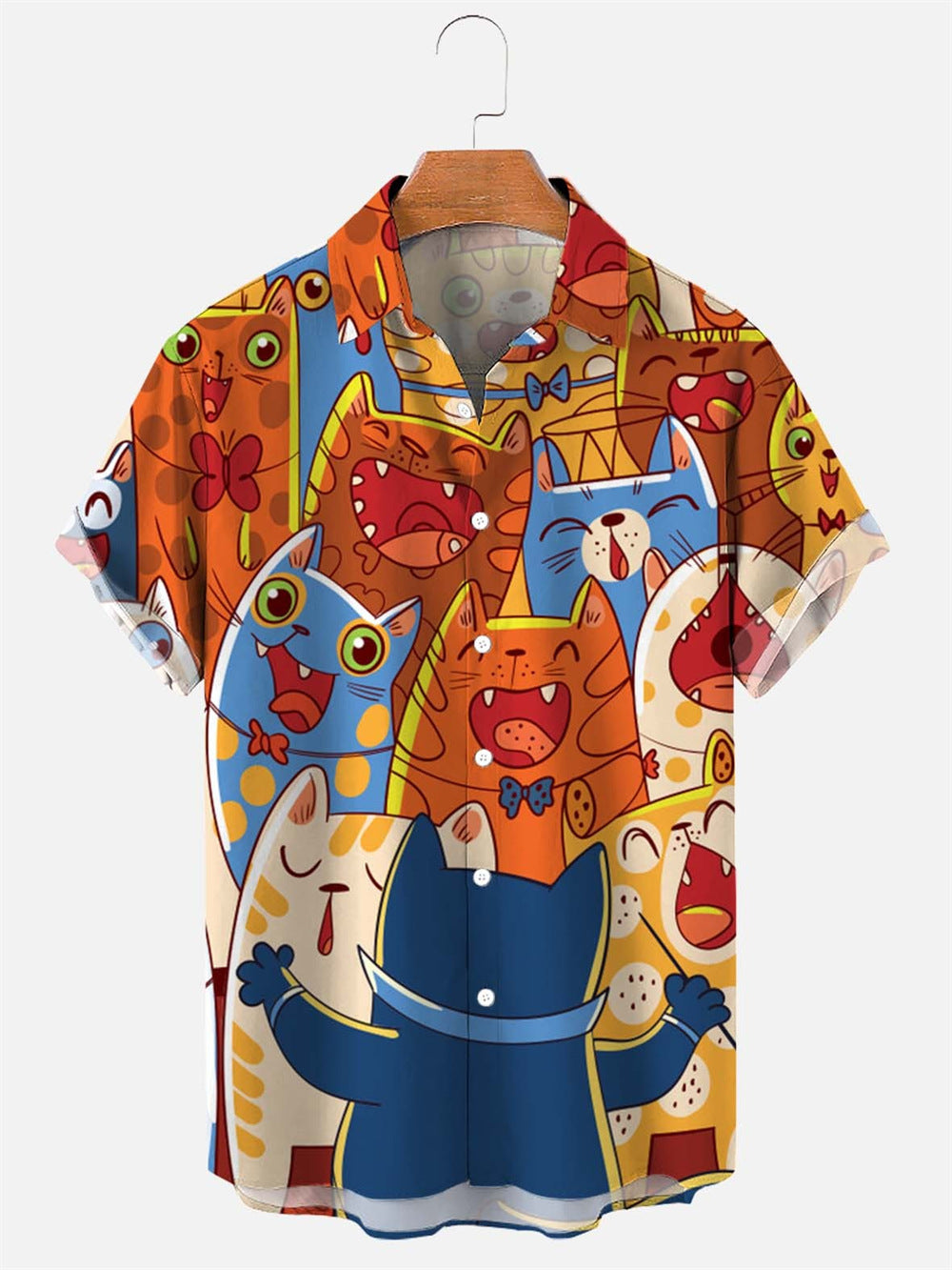 Men's 3D digital printing short-sleeved shirt top cross-border AliExpress hot sale animal Cat series cardigan