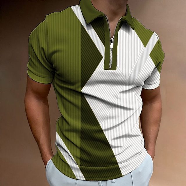2023 Men's Zipper Polo Shirt Sports Outdoor Casual Short Sleeve Fashion Street Clothing Summer 3D Digital Printing