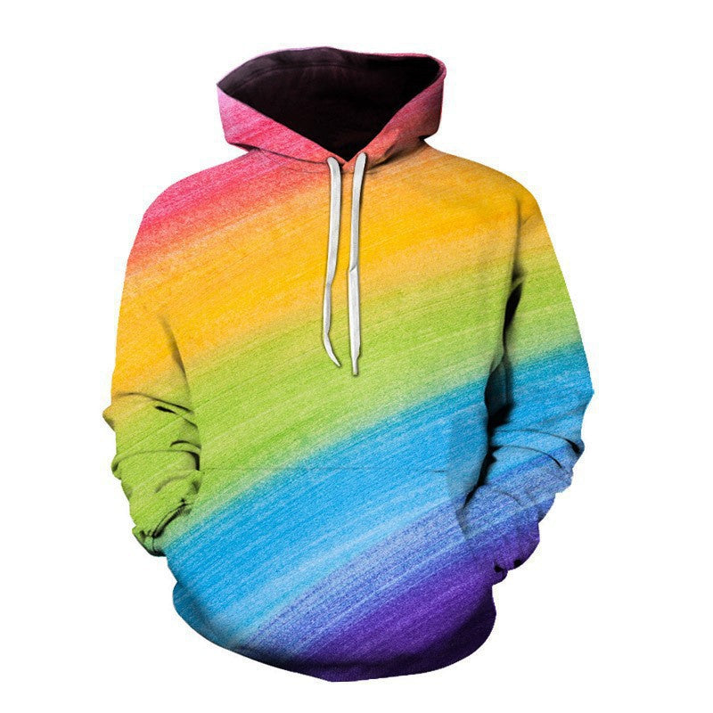 Men's color printed pullover sweatshirt cross-border foreign trade graffiti 3D digital printing trendy men's hooded sweatshirt