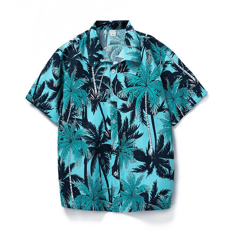 2024 Summer new coconut digital printing shirt men's classic cardigan short sleeve Hawaiian short sleeve shirt