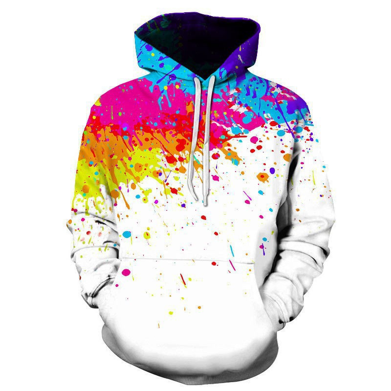 Men's color printed pullover sweatshirt cross-border foreign trade graffiti 3D digital printing trendy men's hooded sweatshirt