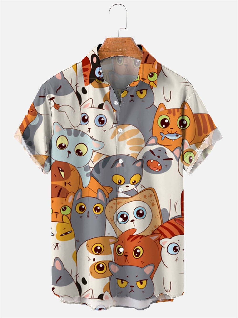 Men's 3D digital printing short-sleeved shirt top cross-border AliExpress hot sale animal Cat series cardigan