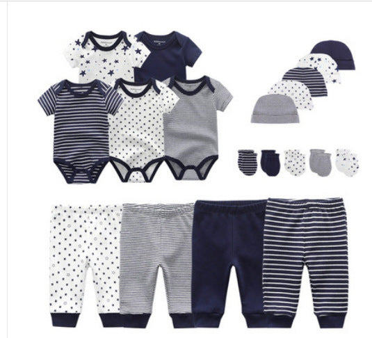 Kiddiezoom Pure Cotton Star 19 Piece Set Baby Wrap Pants Hat Gloves Combination Set
