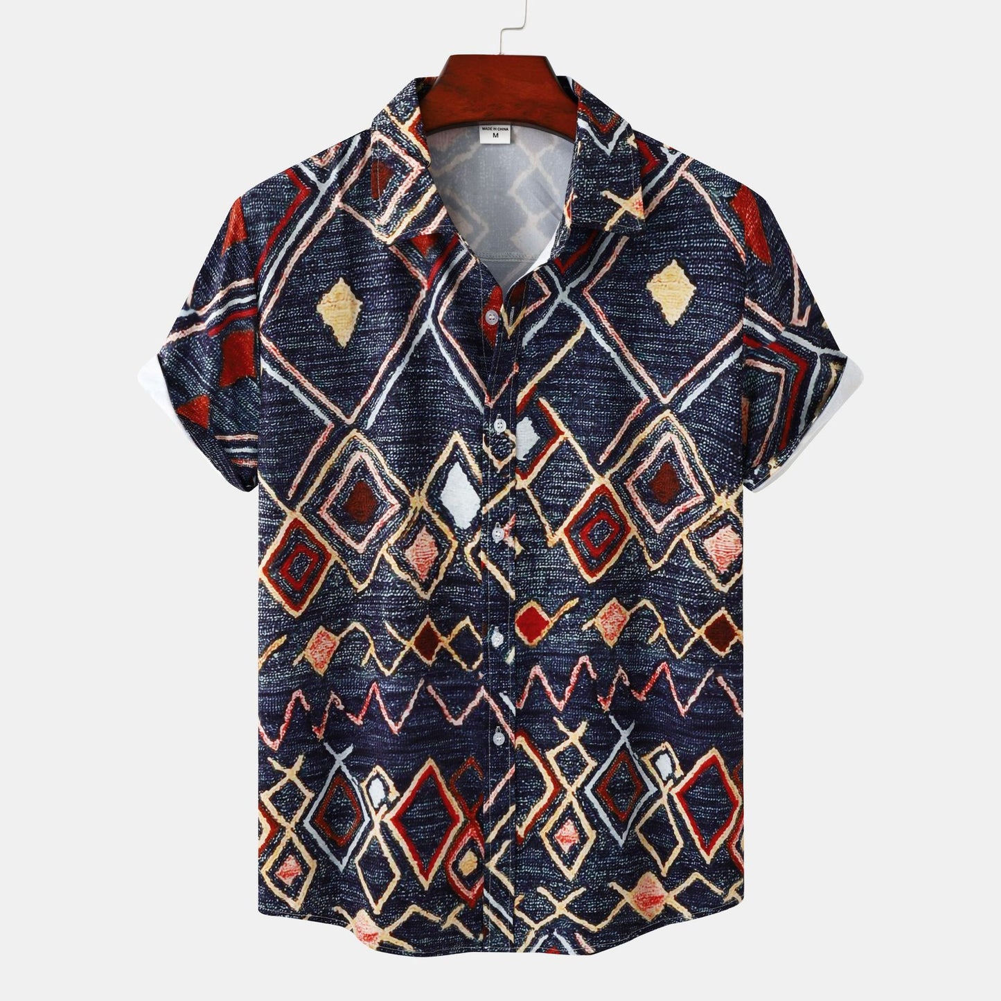 Cross-border foreign trade 2023 new European size men's floral printing design European and American style short sleeve beach vacation shirt men