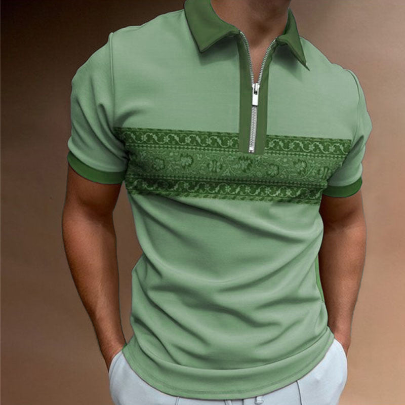 Cross-border ebay foreign trade popular summer lapel Polo shirt 3D digital printing casual men& T-shirt zipper men& clothing