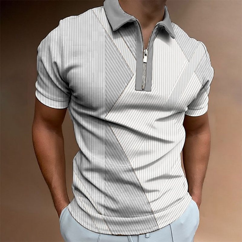 2023 Men's Zipper Polo Shirt Sports Outdoor Casual Short Sleeve Fashion Street Clothing Summer 3D Digital Printing