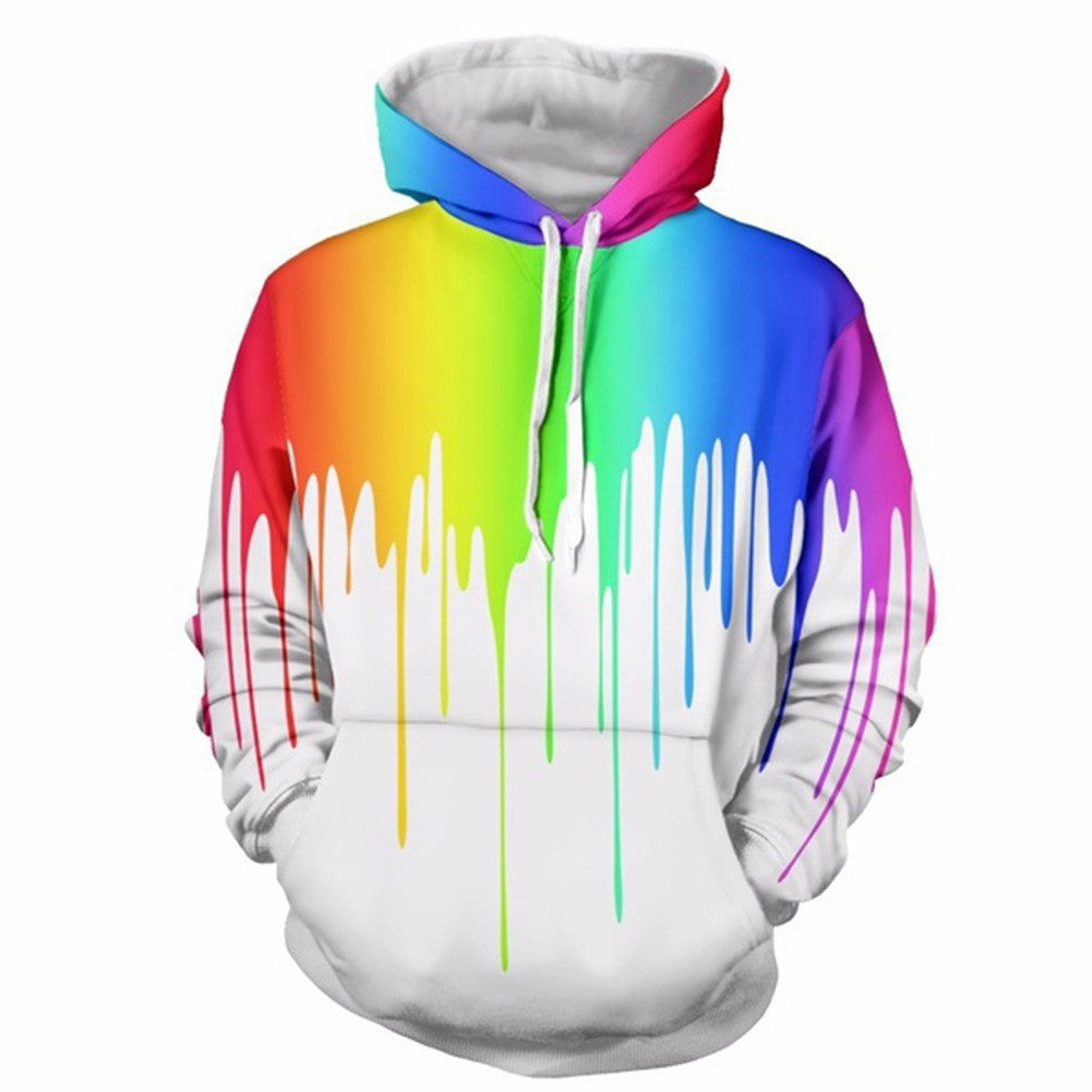 Men's color printed pullover sweatshirt cross-border foreign trade graffiti 3D digital printing trendy men's hooded sweatshirt