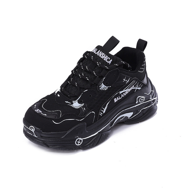 Paris series Four Seasons New thick bottom graffiti daddy shoes couple fashion casual sneaker trendy 9953