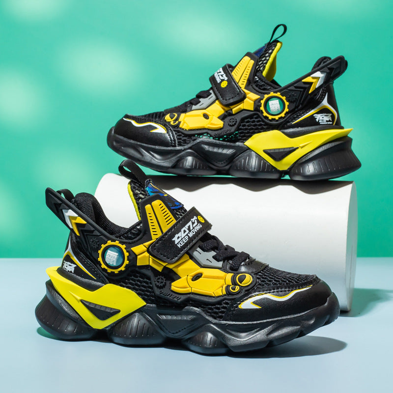 Boys Shoes 2021 Spring Mech Shoes Lightweight Non-Slip Leather Sneakers Large Children Breathable Casual Shoes