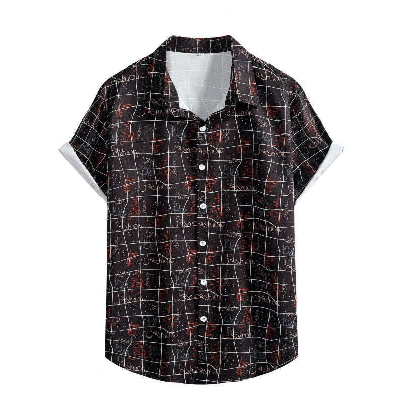 2023 Foreign Trade AliExpress Summer New Men's Loose Printed Large Size Fashionable Casual Beach Style Short Sleeve Shirt