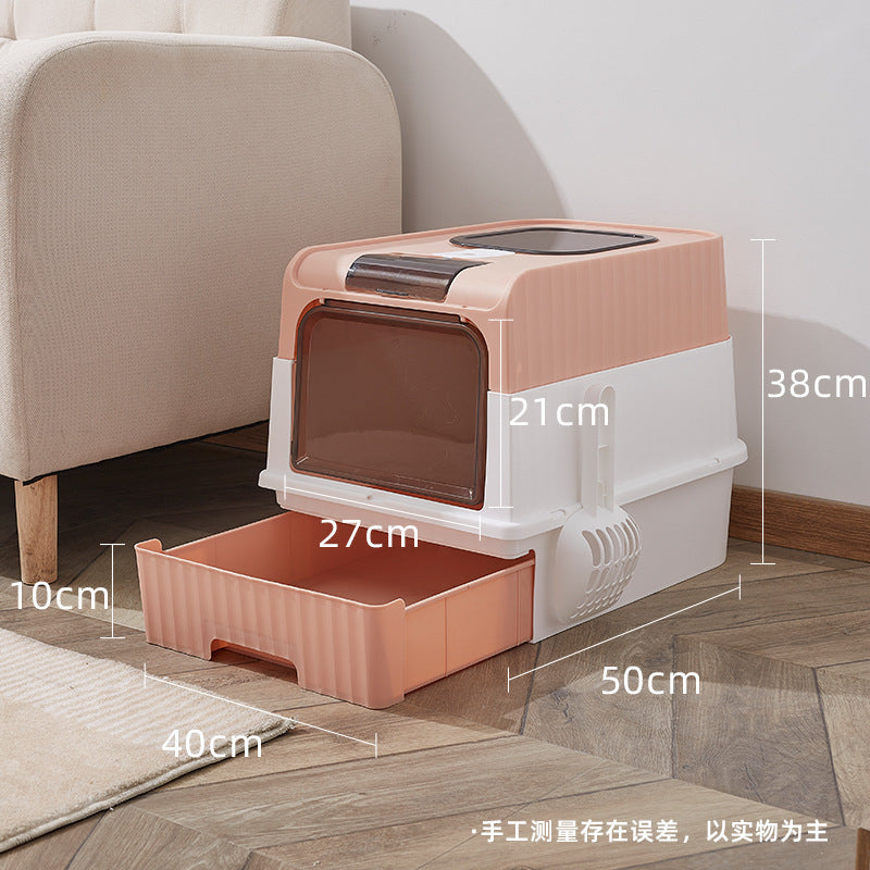 Cat Litter Basin Top-in UV Drawer Fully-enclosed Sterilization Oversized Cat Toilet Closed Pet Supplies