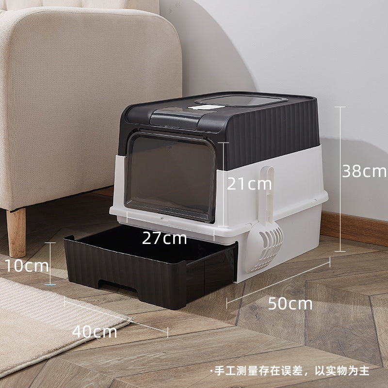 Cat Litter Basin Top-in UV Drawer Fully-enclosed Sterilization Oversized Cat Toilet Closed Pet Supplies