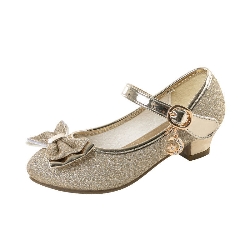 Girls Princess Shoes Little Girls Crystal Leather Shoes 2024 Spring and Autumn New Children Shoes High Heel Shoes Baby Children's Shoes