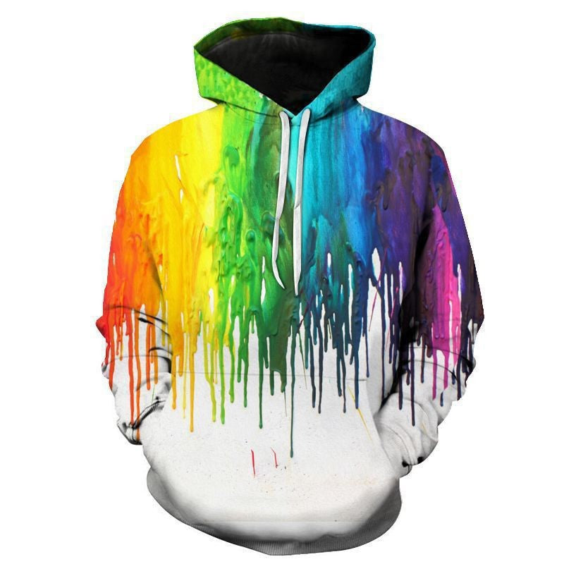 Men's color printed pullover sweatshirt cross-border foreign trade graffiti 3D digital printing trendy men's hooded sweatshirt
