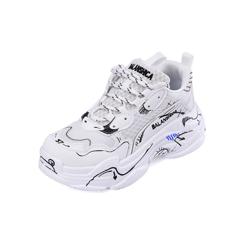 Paris series Four Seasons New thick bottom graffiti daddy shoes couple fashion casual sneaker trendy 9953