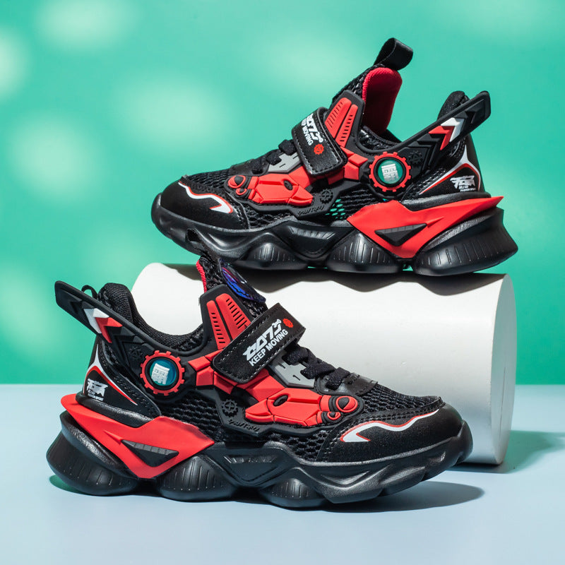 Boys Shoes 2021 Spring Mech Shoes Lightweight Non-Slip Leather Sneakers Large Children Breathable Casual Shoes