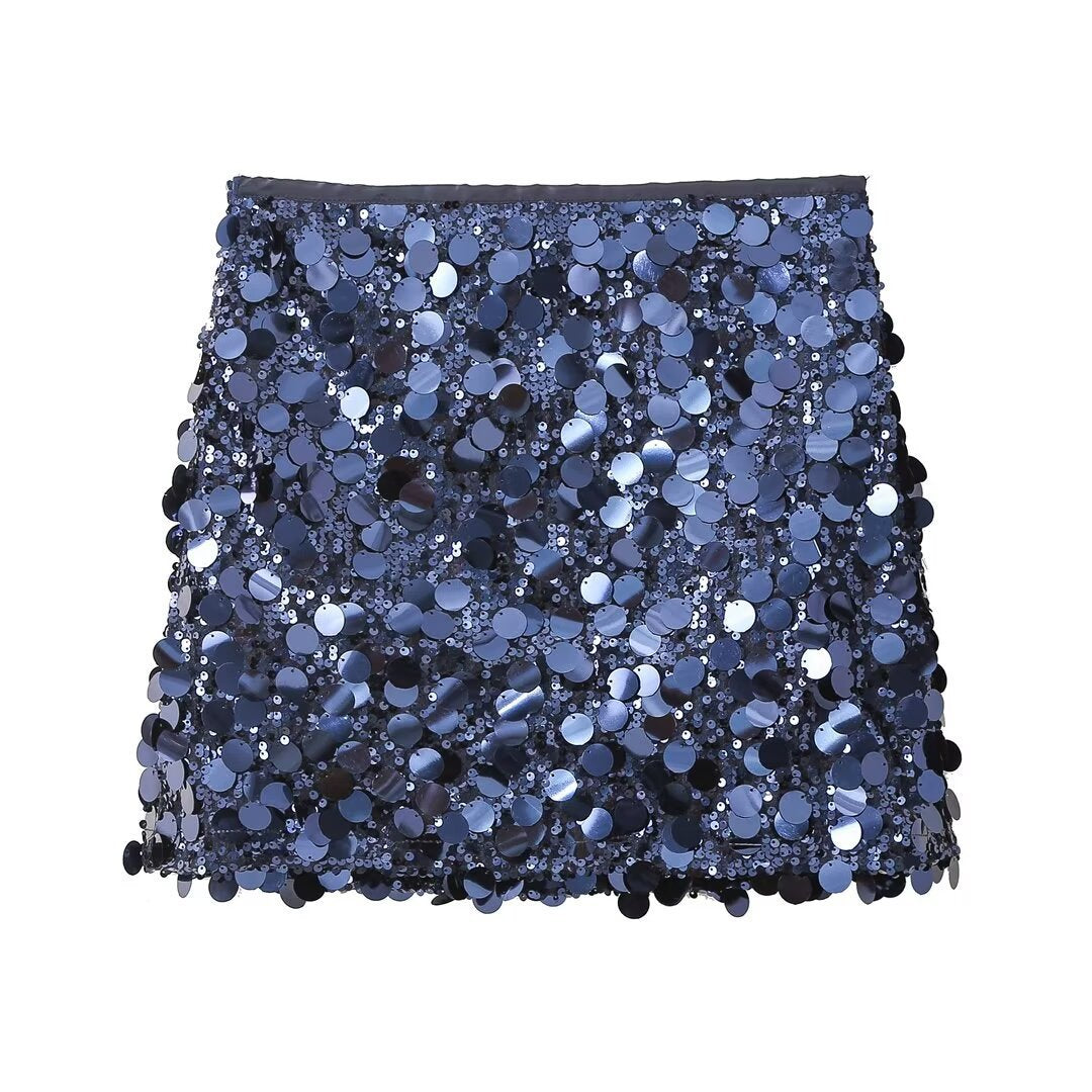 European and American cross-border women's clothing wholesale women's six-color high waist sequined mini skirt