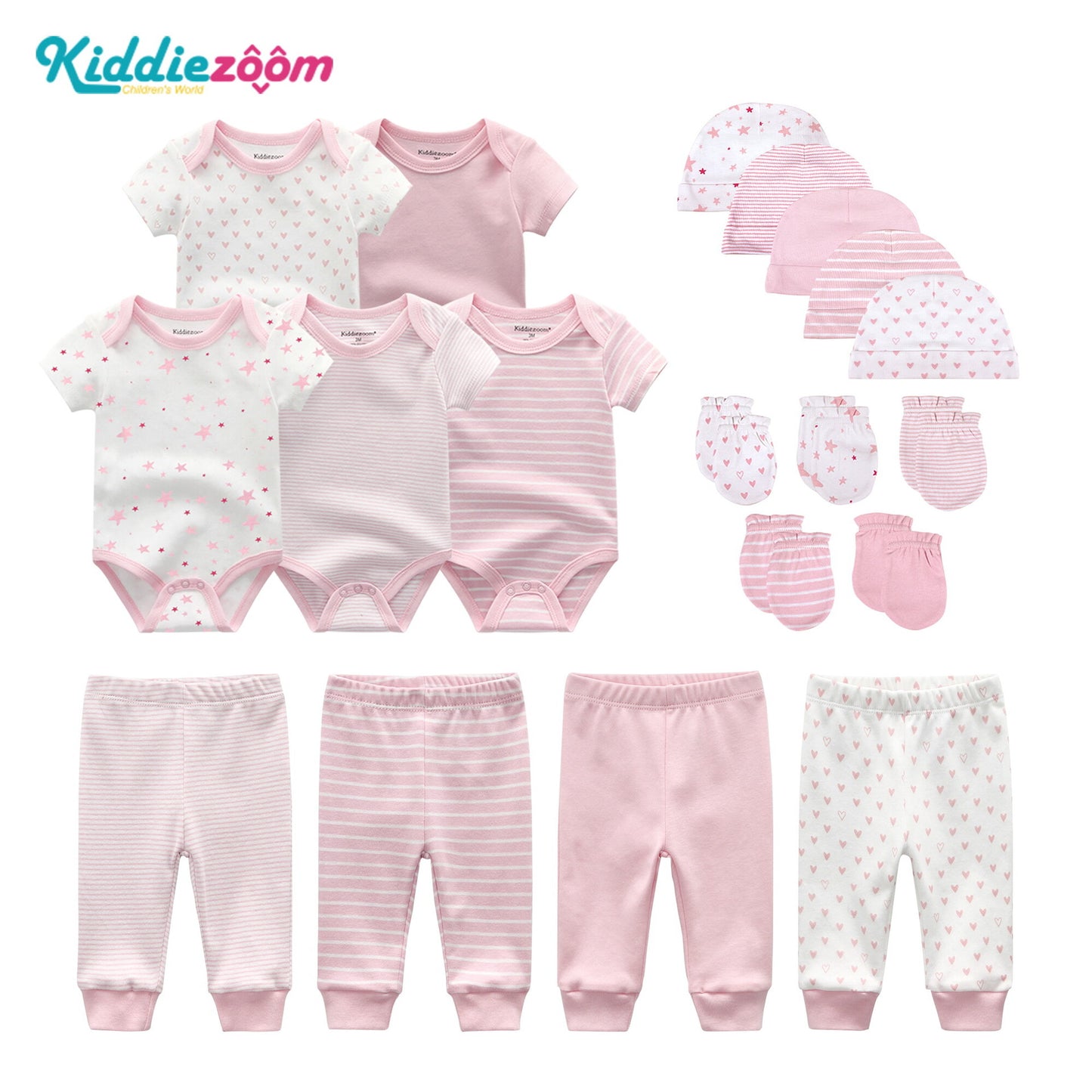 Kiddiezoom Pure Cotton Star 19 Piece Set Baby Wrap Pants Hat Gloves Combination Set