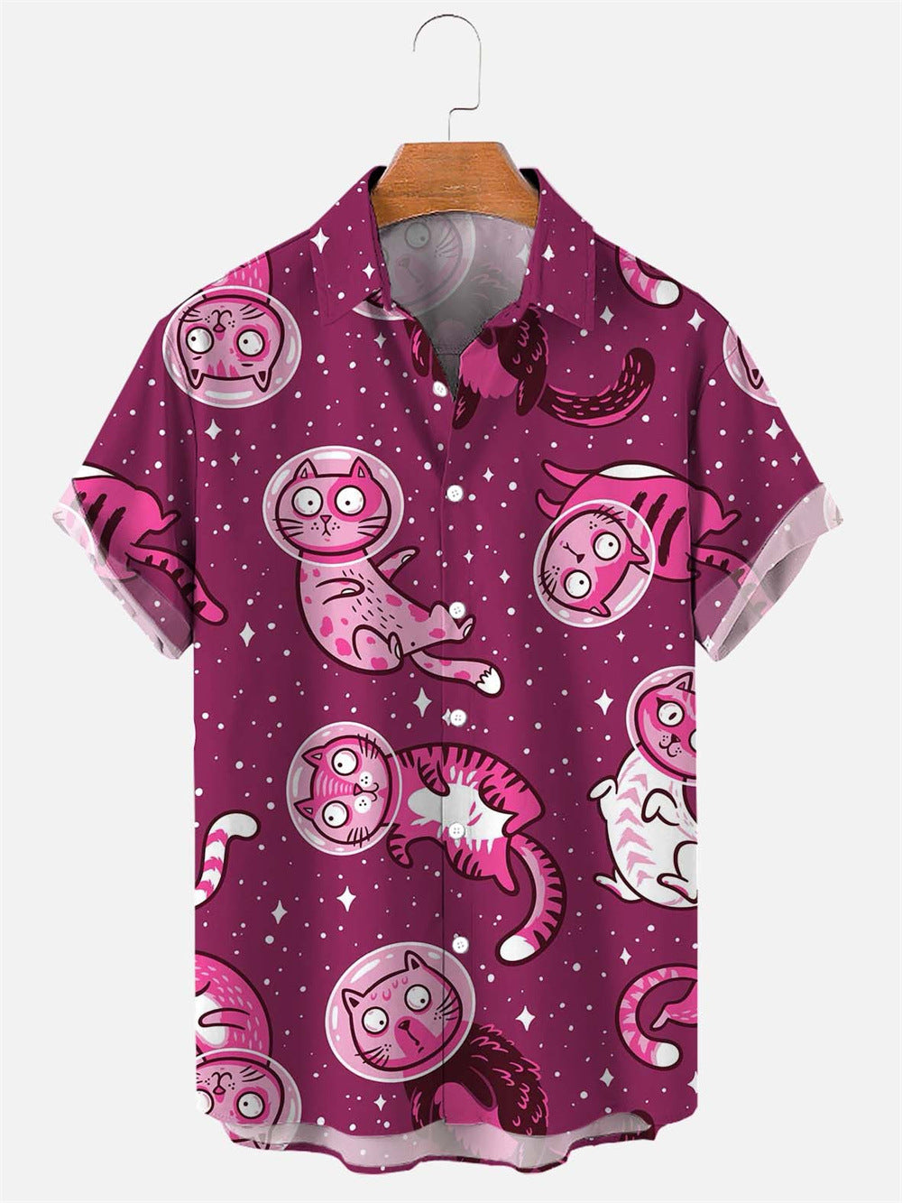 Men's 3D digital printing short-sleeved shirt top cross-border AliExpress hot sale animal Cat series cardigan