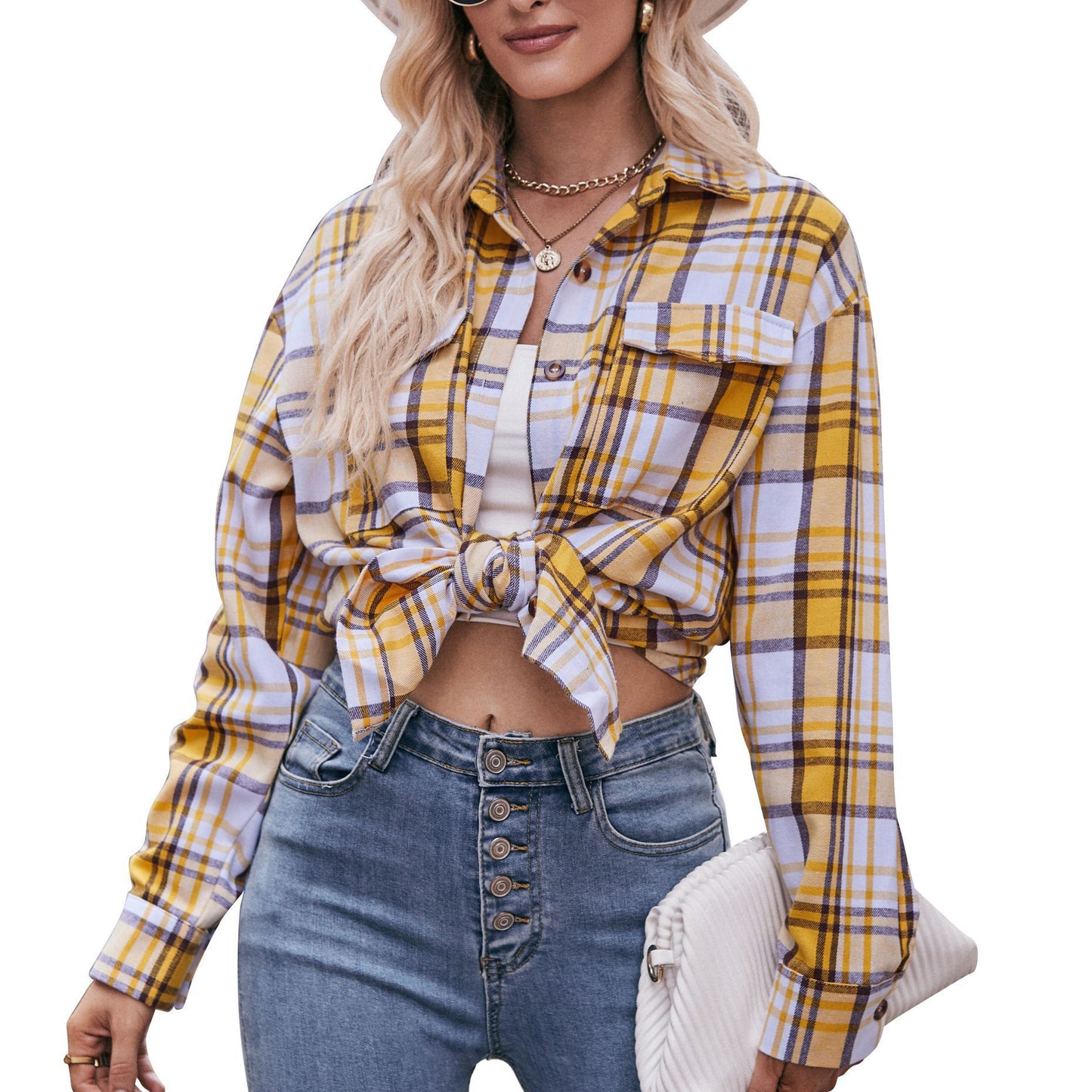 Women's Autumn and Winter New Cross-border European and American Casual Fashion Oversize Loose Plaid Shirt