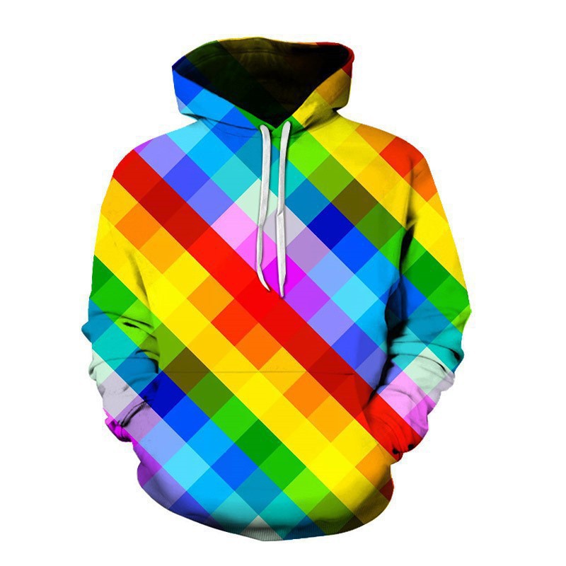 Men's color printed pullover sweatshirt cross-border foreign trade graffiti 3D digital printing trendy men's hooded sweatshirt