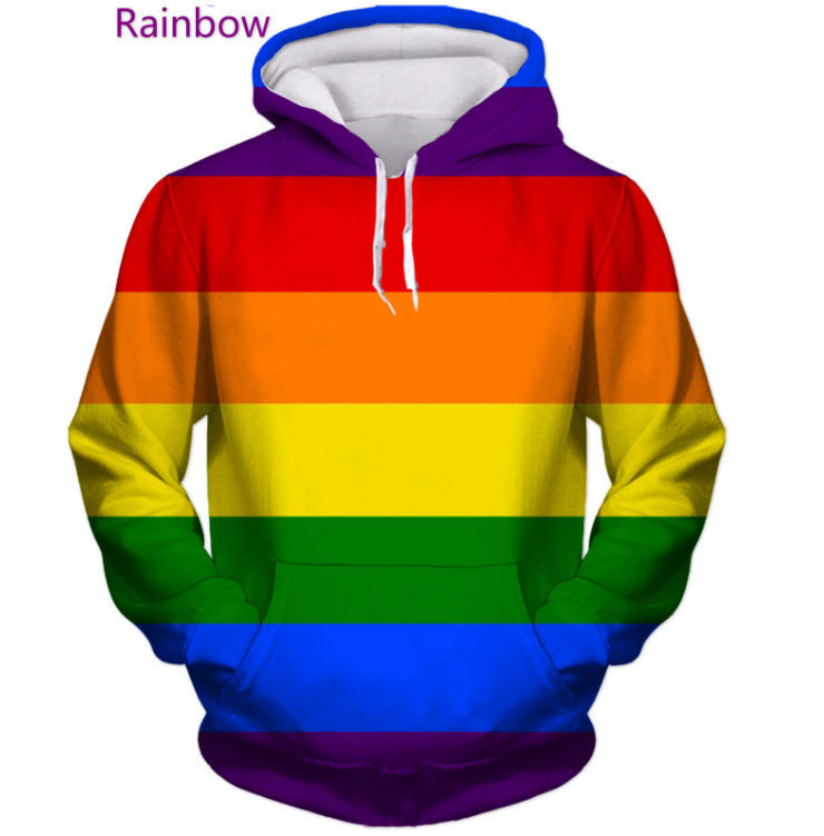 Men's color printed pullover sweatshirt cross-border foreign trade graffiti 3D digital printing trendy men's hooded sweatshirt