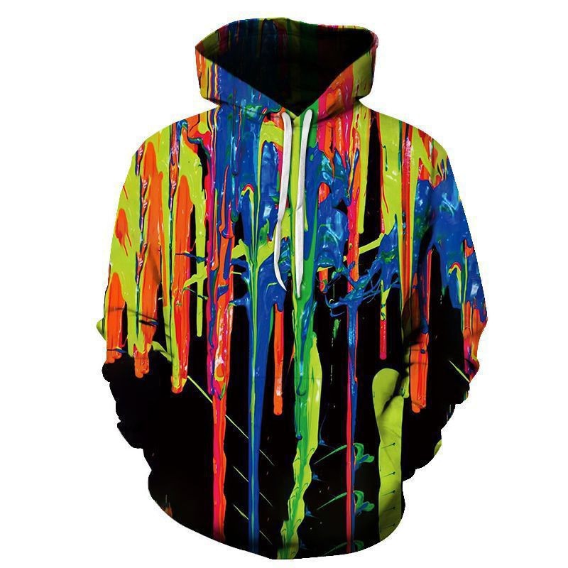 Men's color printed pullover sweatshirt cross-border foreign trade graffiti 3D digital printing trendy men's hooded sweatshirt