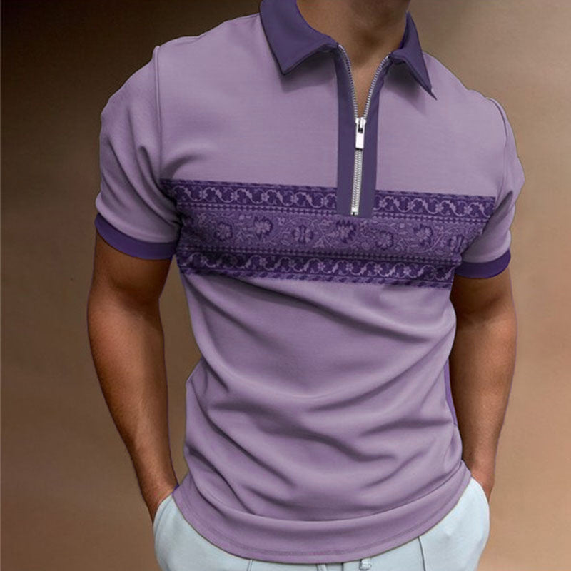 Cross-border ebay foreign trade popular summer lapel Polo shirt 3D digital printing casual men& T-shirt zipper men& clothing
