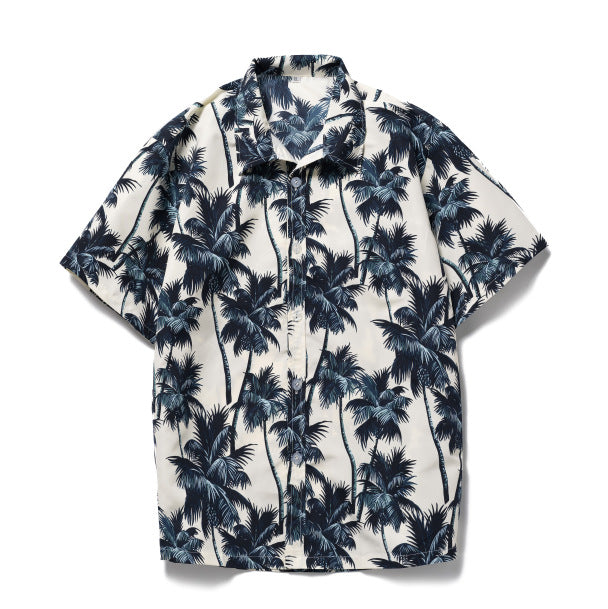 2024 Summer new coconut digital printing shirt men's classic cardigan short sleeve Hawaiian short sleeve shirt