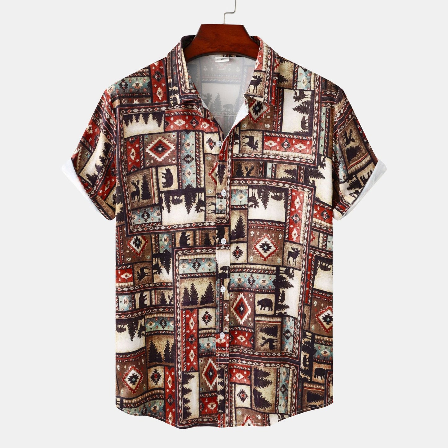 Cross-border foreign trade 2023 new European size men's floral printing design European and American style short sleeve beach vacation shirt men