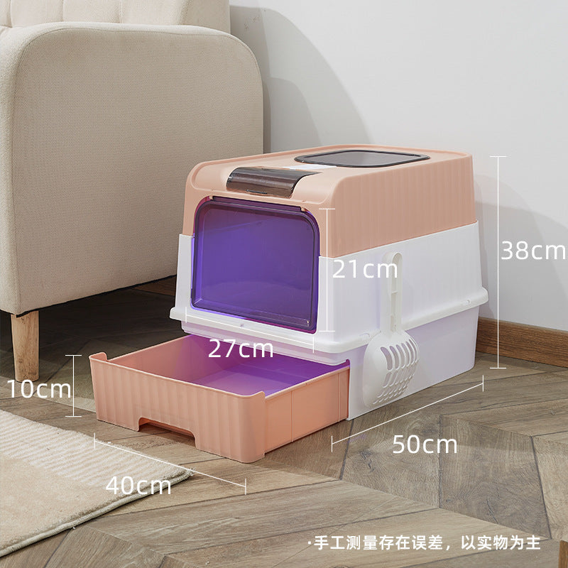 Cat Litter Basin Top-in UV Drawer Fully-enclosed Sterilization Oversized Cat Toilet Closed Pet Supplies