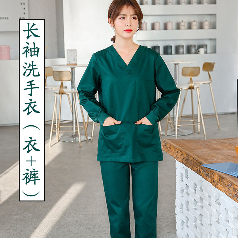 Cotton Pure Cotton Hand-washing Clothes Split Suit Doctor Nurse Examiners Hand-washing Clothes Surgical Clothes Summer Short Sleeve