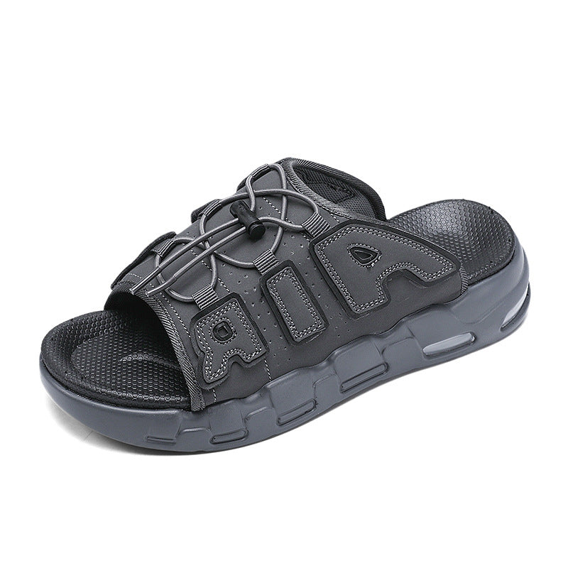 Summer new PU air cushion slippers slip-on men's shoes outdoor slip-on casual Korean style beach shoes cross-border plus size