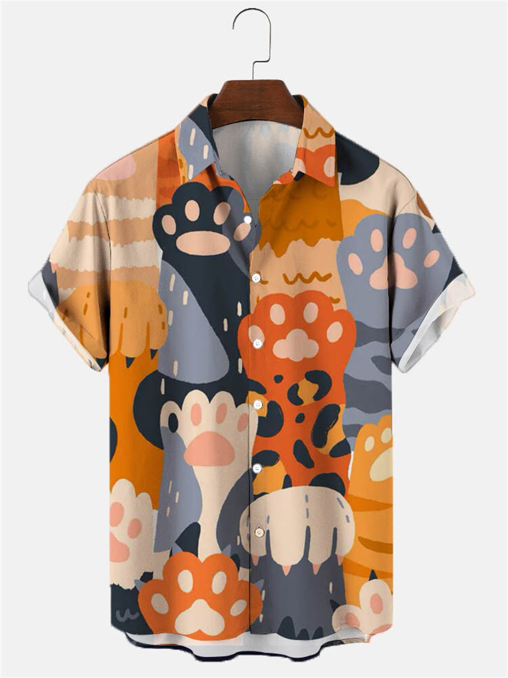 Men's 3D digital printing short-sleeved shirt top cross-border AliExpress hot sale animal Cat series cardigan