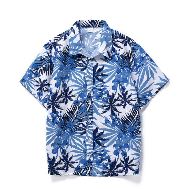 2024 Summer new coconut digital printing shirt men's classic cardigan short sleeve Hawaiian short sleeve shirt