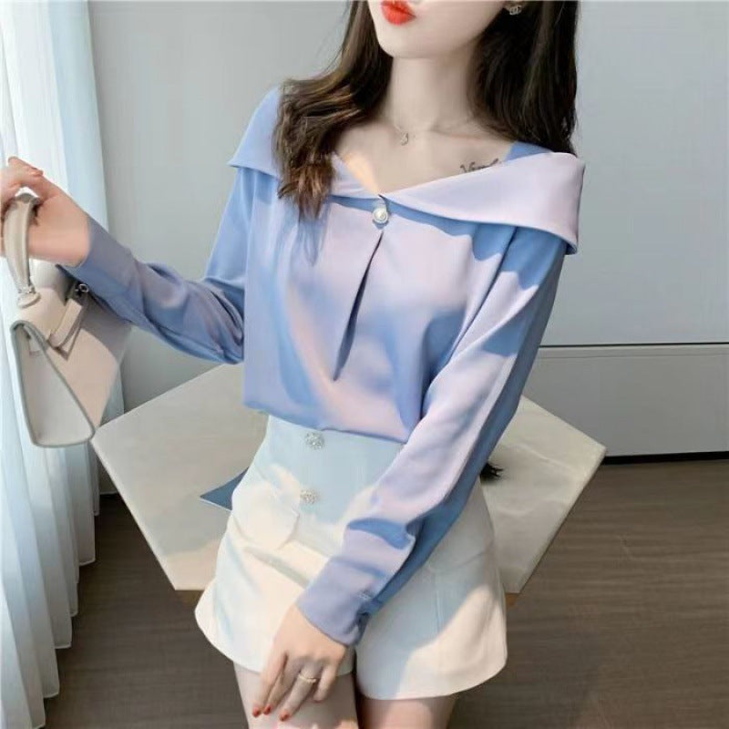 Silk Shirt Spring 2023 New Satin Top Women's Design Sense All-match Loose Light Mature Elegant Chiffon Shirt