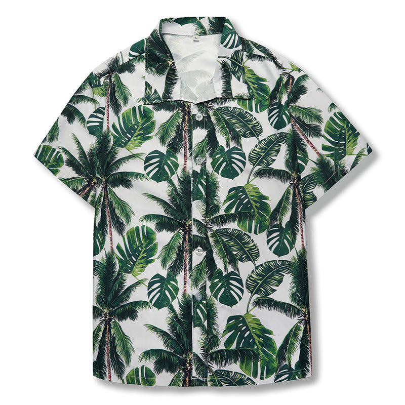 2024 Summer new coconut digital printing shirt men's classic cardigan short sleeve Hawaiian short sleeve shirt
