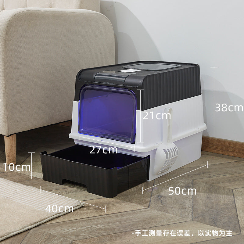 Cat Litter Basin Top-in UV Drawer Fully-enclosed Sterilization Oversized Cat Toilet Closed Pet Supplies