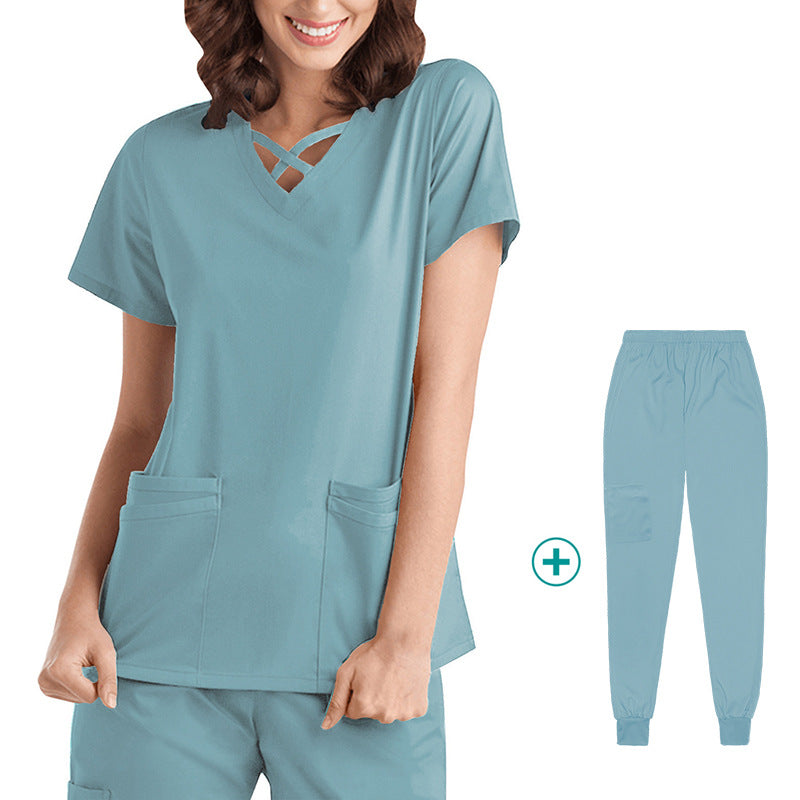Wholesale elastic quick-drying doctor work clothes oral dental pet operating room protective clothing thin hand washing clothes foreign trade