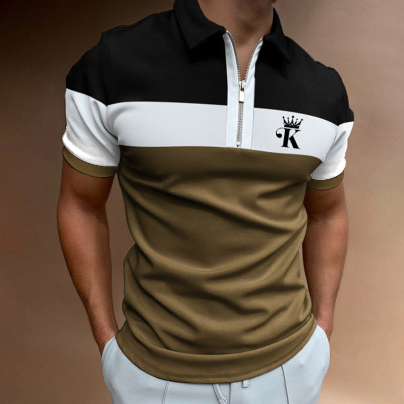 Cross-border ebay foreign trade popular summer lapel Polo shirt 3D digital printing casual men& T-shirt zipper men& clothing