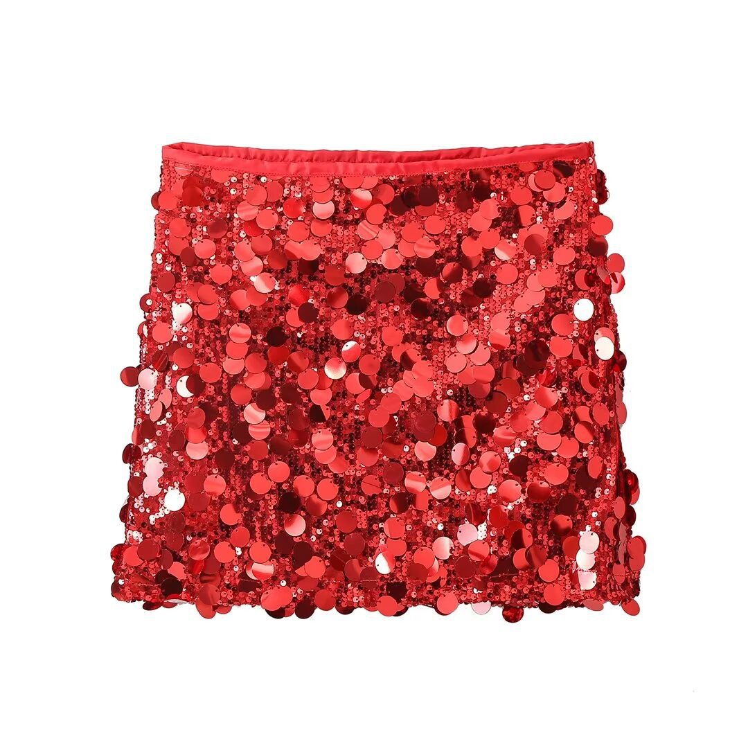 European and American cross-border women's clothing wholesale women's six-color high waist sequined mini skirt